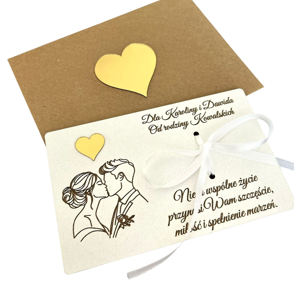 Personalizowana kartka na pieniądze - Ślub / Wesele gratis koperta