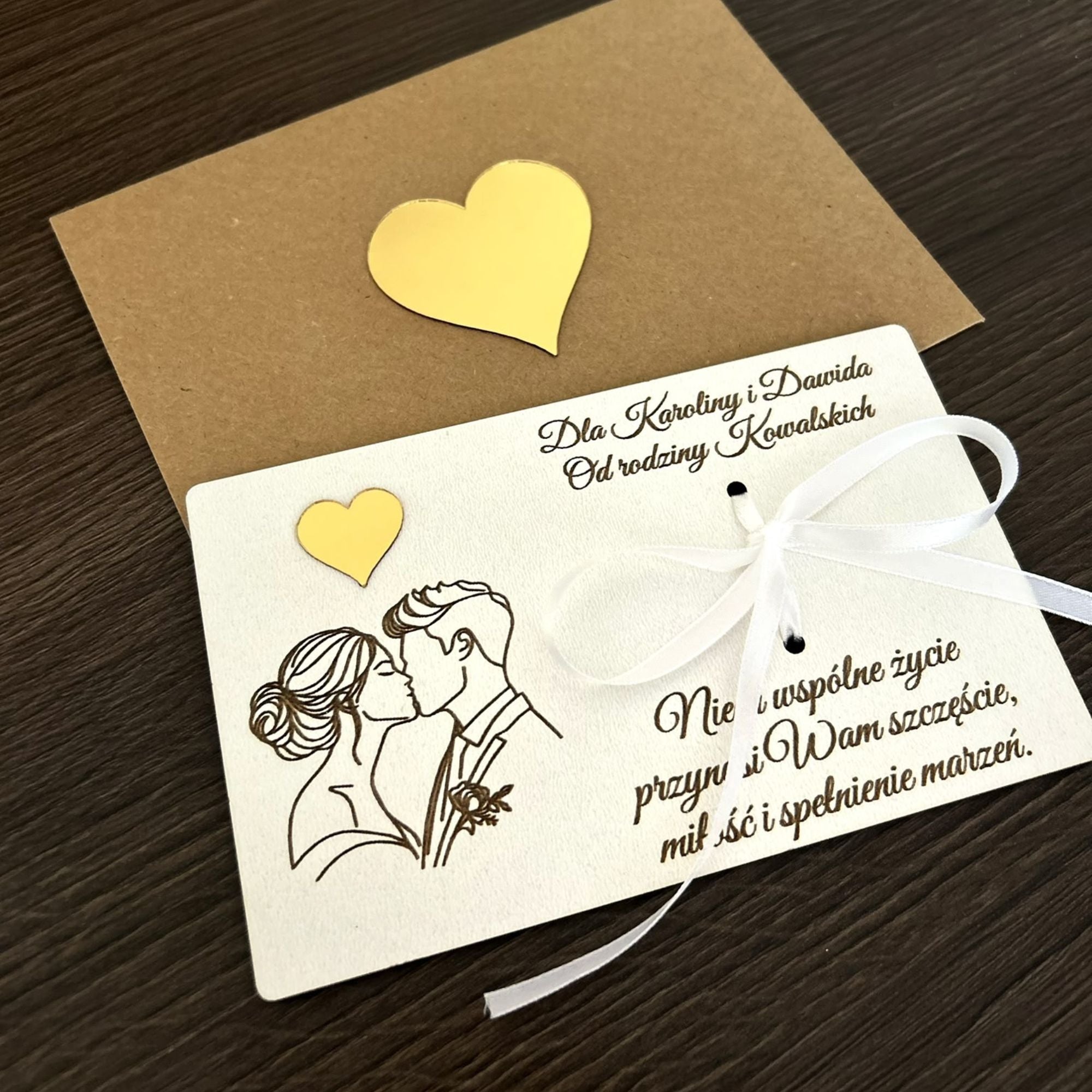 Personalizowana kartka na pieniądze - Ślub / Wesele gratis koperta