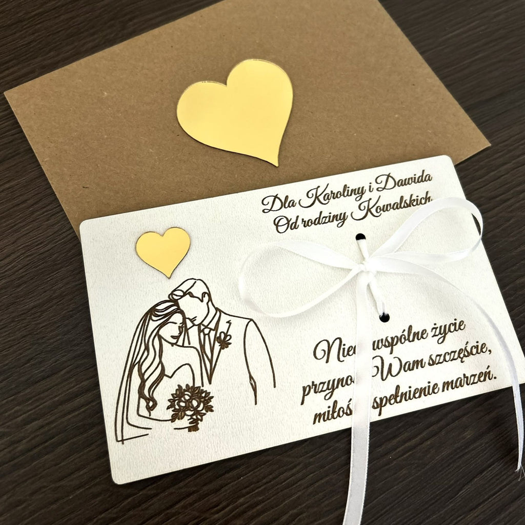 Personalizowana kartka na pieniądze - Ślub / Wesele gratis koperta