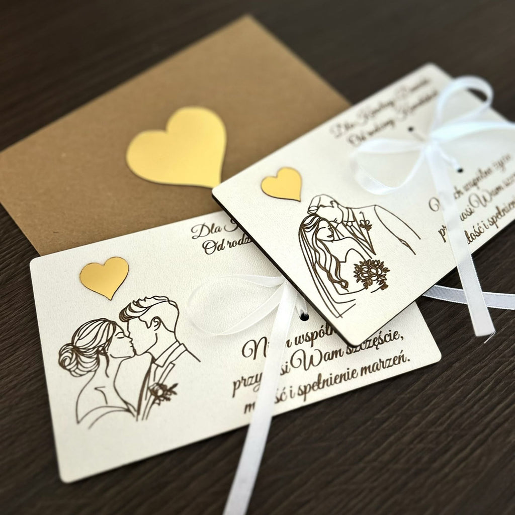 Personalizowana kartka na pieniądze - Ślub / Wesele gratis koperta