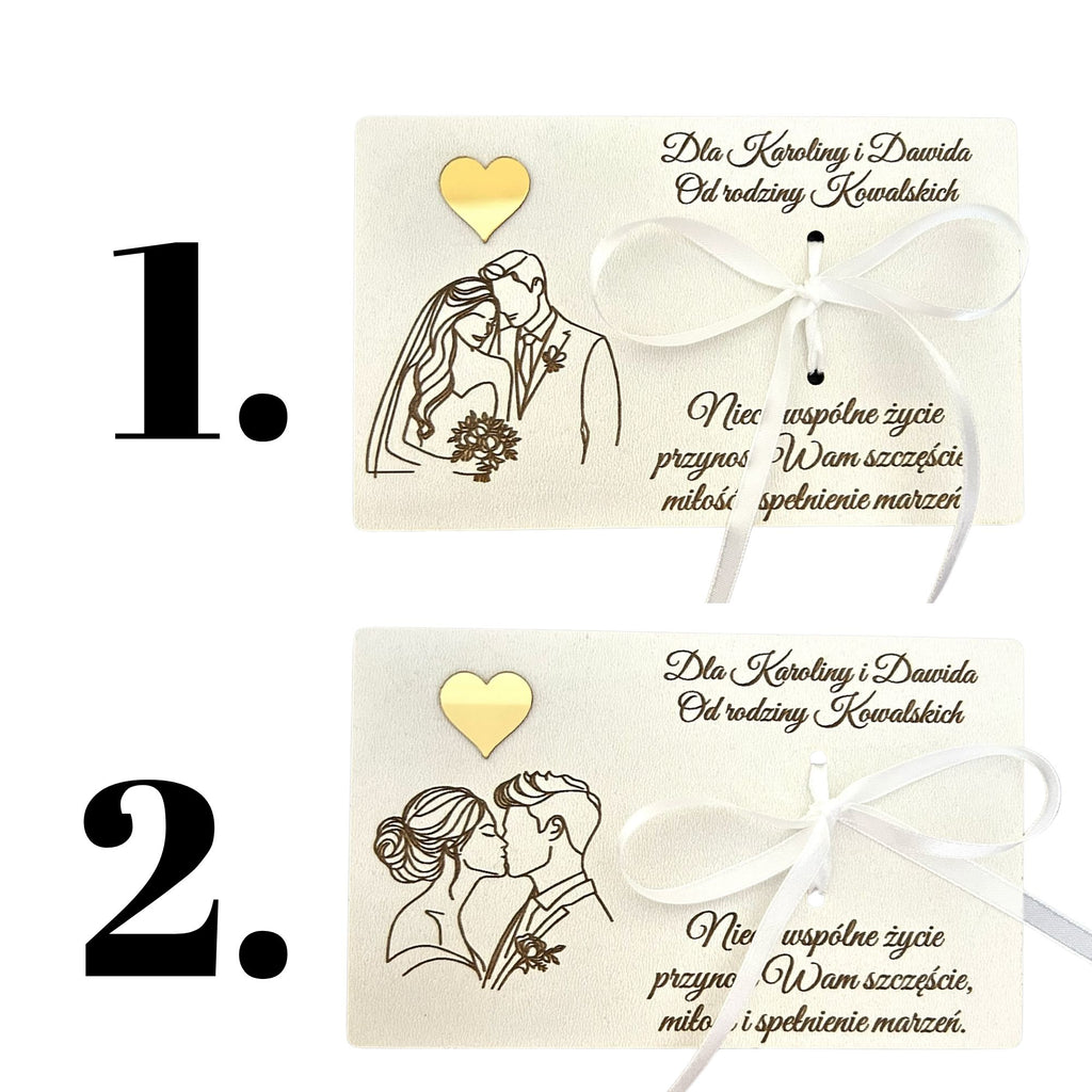 Personalizowana kartka na pieniądze - Ślub / Wesele gratis koperta