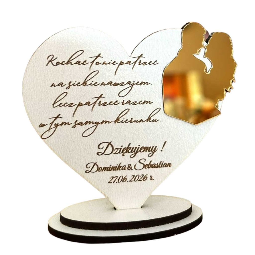 Podziękowanie dla Gości Weselnych- Serce z Personalizowanym Grawerem złoto