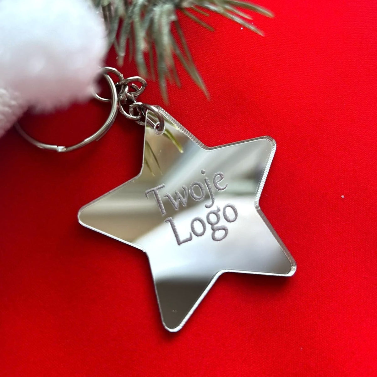 BRELOKI firmowe ŚWIĄTECZNE z LOGO plexi ZŁOTE SREBRNE personalizowane