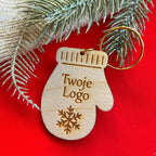 BRELOKI firmowe ŚWIĄTECZNE z LOGO sklejka drewniana - personalizowane