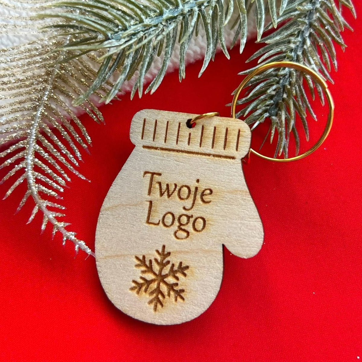 BRELOKI firmowe ŚWIĄTECZNE z LOGO sklejka drewniana - personalizowane