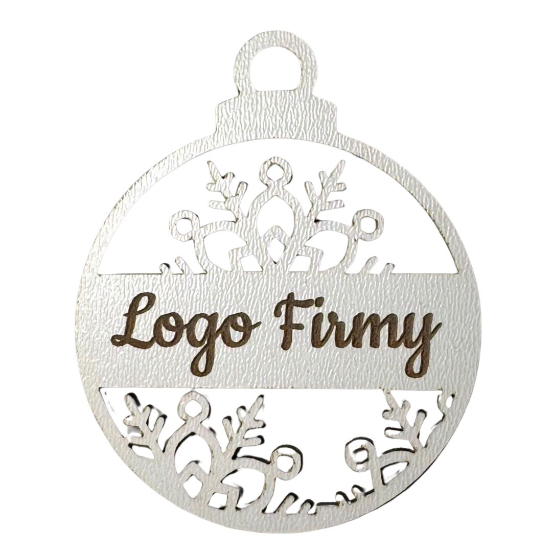 Bombka BIAŁA- LOGO firmy elegancki prezent REKLAMA dla klientów na choinkę