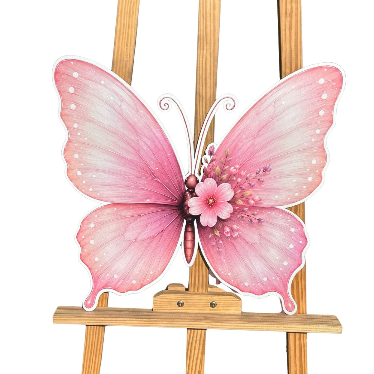 Motyl dekoracja urodzinowa HDF druk UV 48x45 cm różowy dla dzieci na ściankę