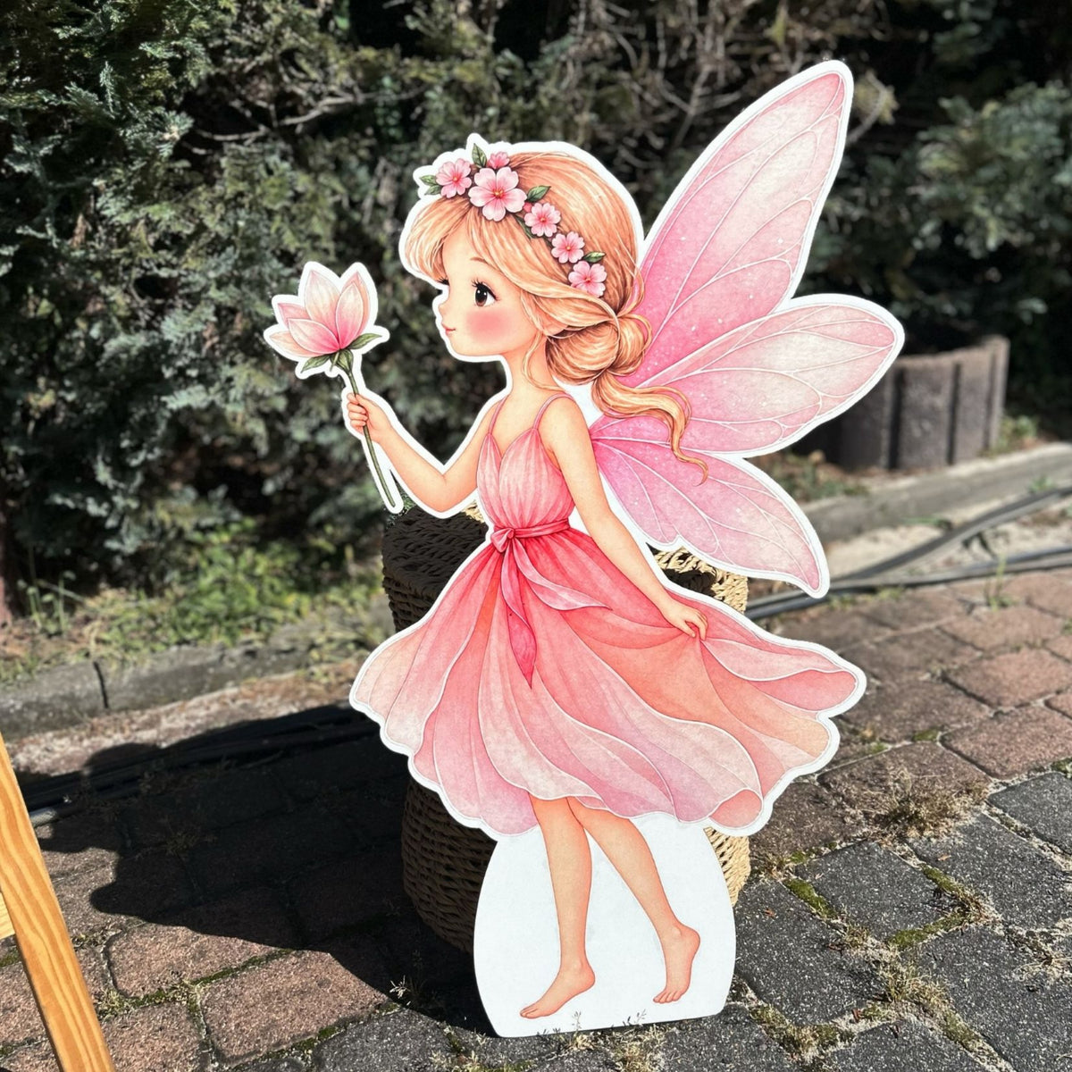 Wróżka dekoracja urodzinowa HDF druk UV 80x52 cm różowa dla dzieci na ściankę