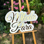 Napis weselny „Para Młoda” na ściankę ślubną 60 x 40 cm złoto biel wesele