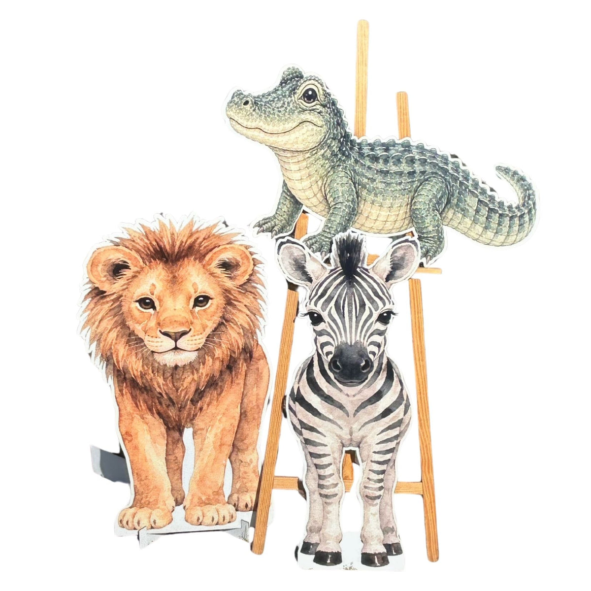 Dekoracje urodzinowe SAFARI lew zebra krokodyl HDF druk UV na ściankę