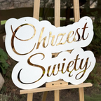 Napis „Chrzest Święty” na ściankę dekoracyjną,balonową Złoty Duży elegancki