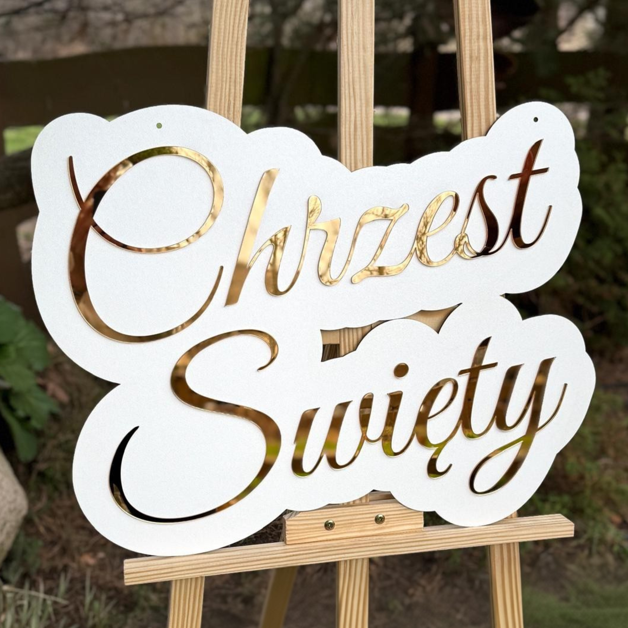 Napis „Chrzest Święty” na ściankę dekoracyjną,balonową Złoty Duży elegancki
