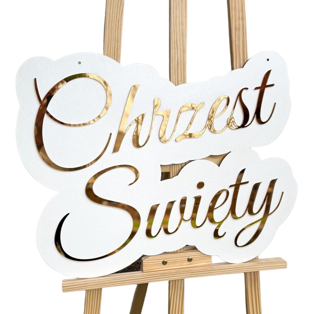 Napis „Chrzest Święty” na ściankę dekoracyjną,balonową Złoty Duży elegancki