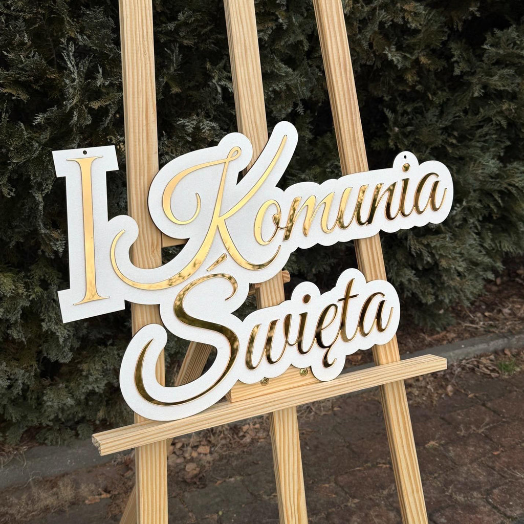 I Komunia Święta - Złoty napis plexi