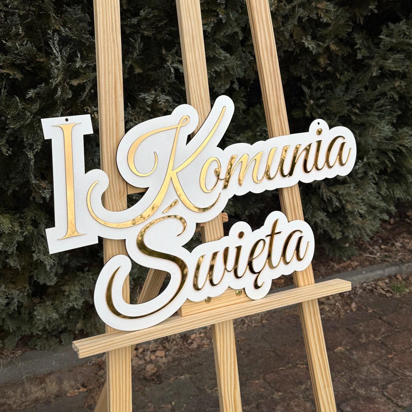 I Komunia Święta - Złoty napis plexi