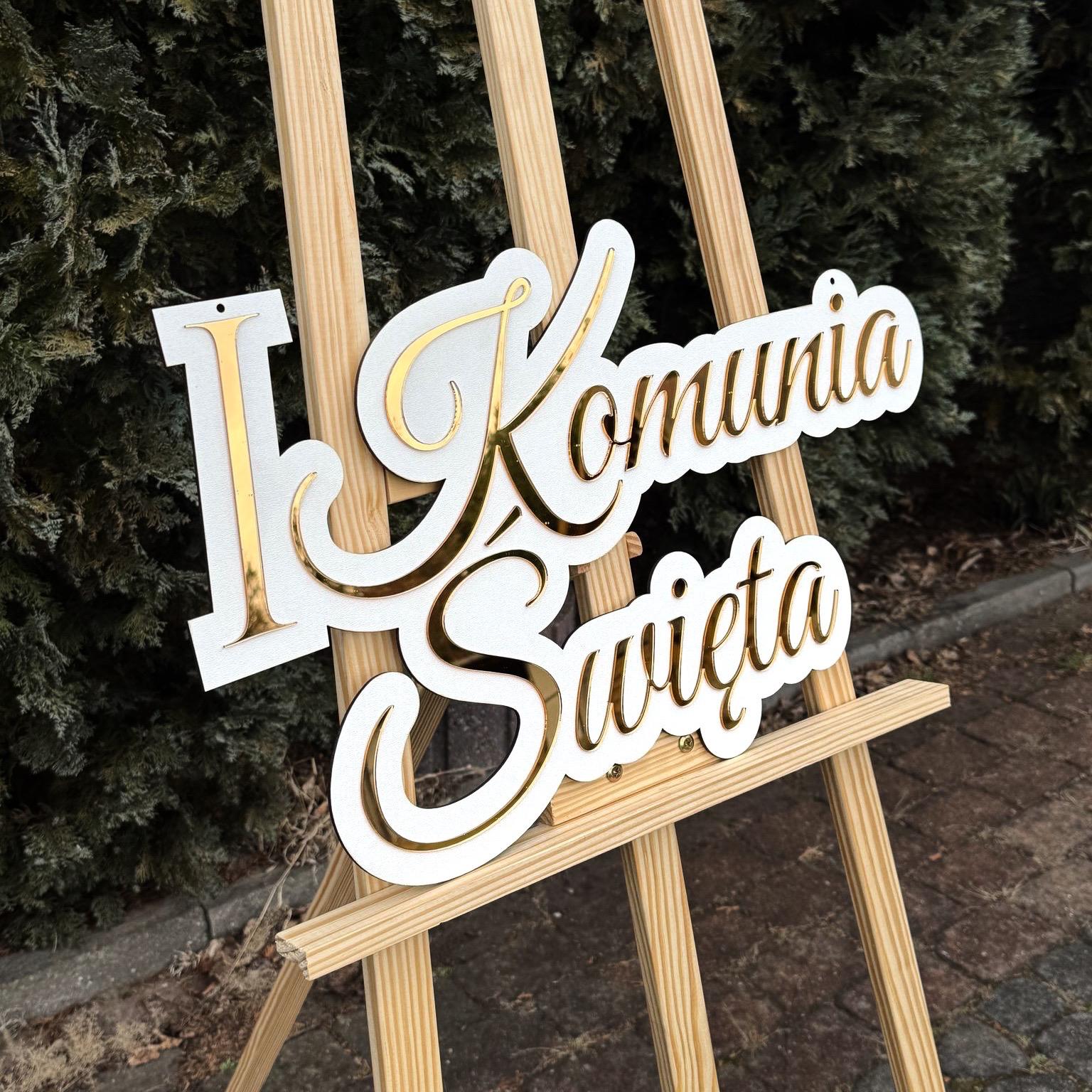 I Komunia Święta - Złoty napis plexi