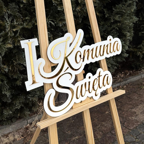 I Komunia Święta - Złoty napis plexi