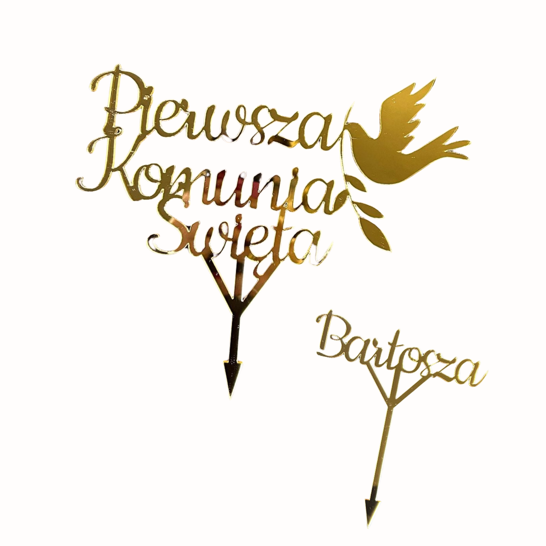 Zestaw z imieniem topper na tort-Pierwsza Komunia Święta