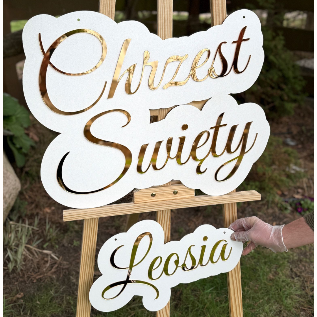 Zestaw-napis Chrzest Święty + Imię Dziecka