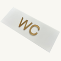 Tabliczka na drzwi WC – plexi biało-złota 25x10 cm
