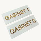 Tabliczka na drzwi GABINET – plexi biało-złota 25x10 cm
