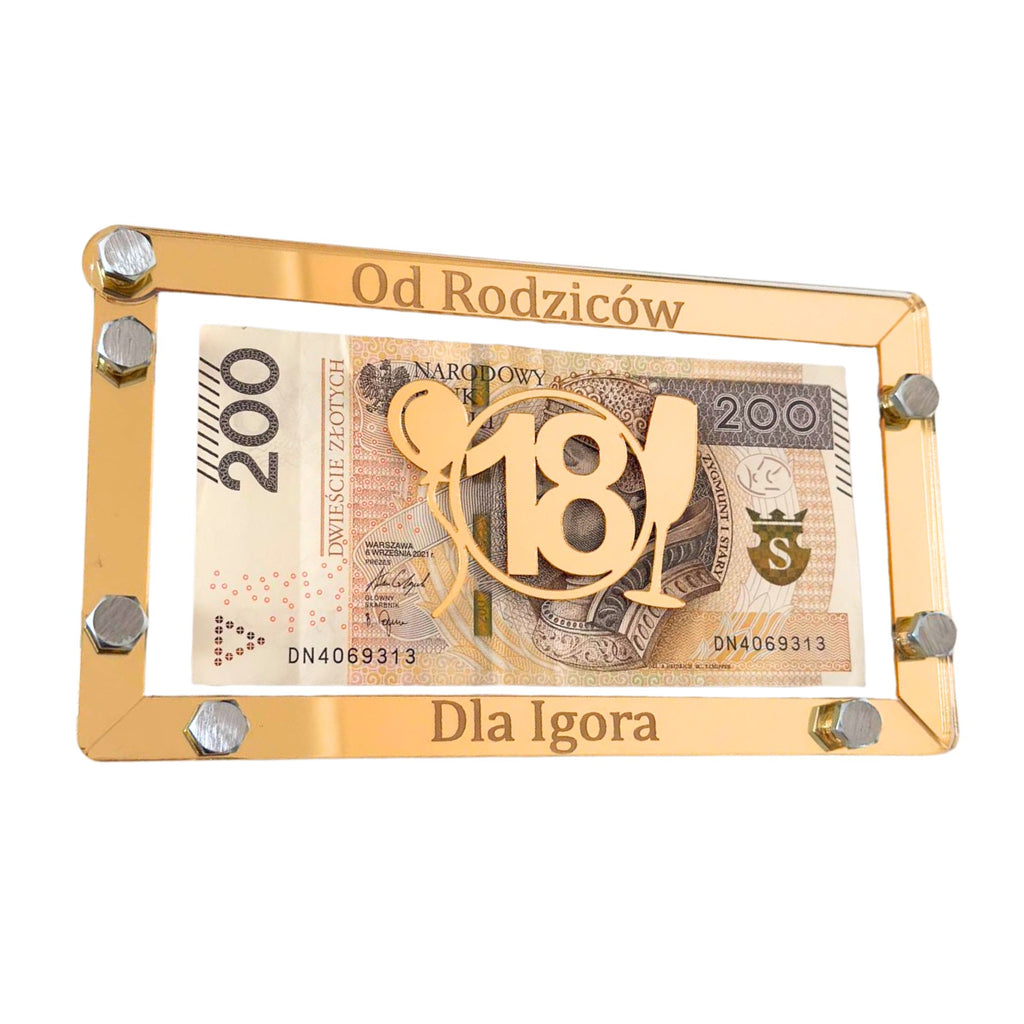 Złota koperta na pieniądze, na urodziny-personalizowana