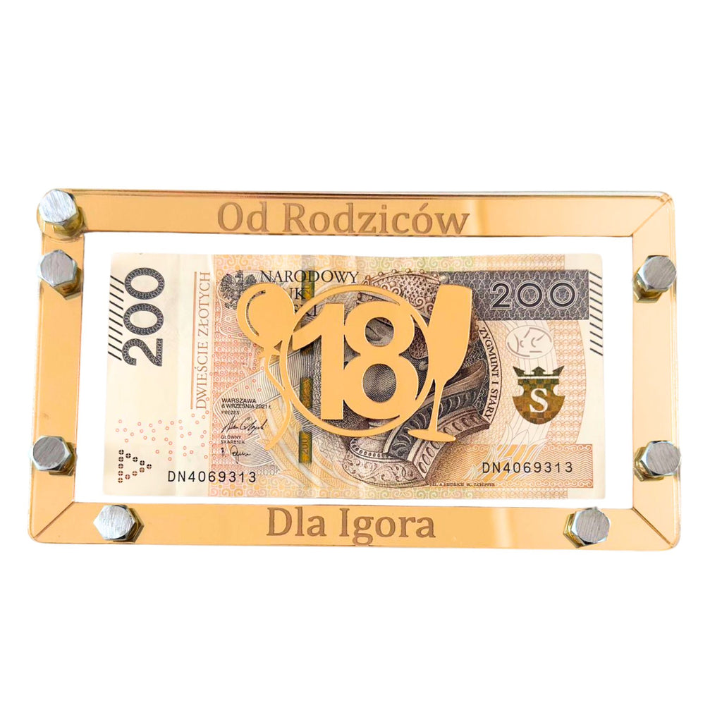 Złota koperta na pieniądze, na urodziny-personalizowana